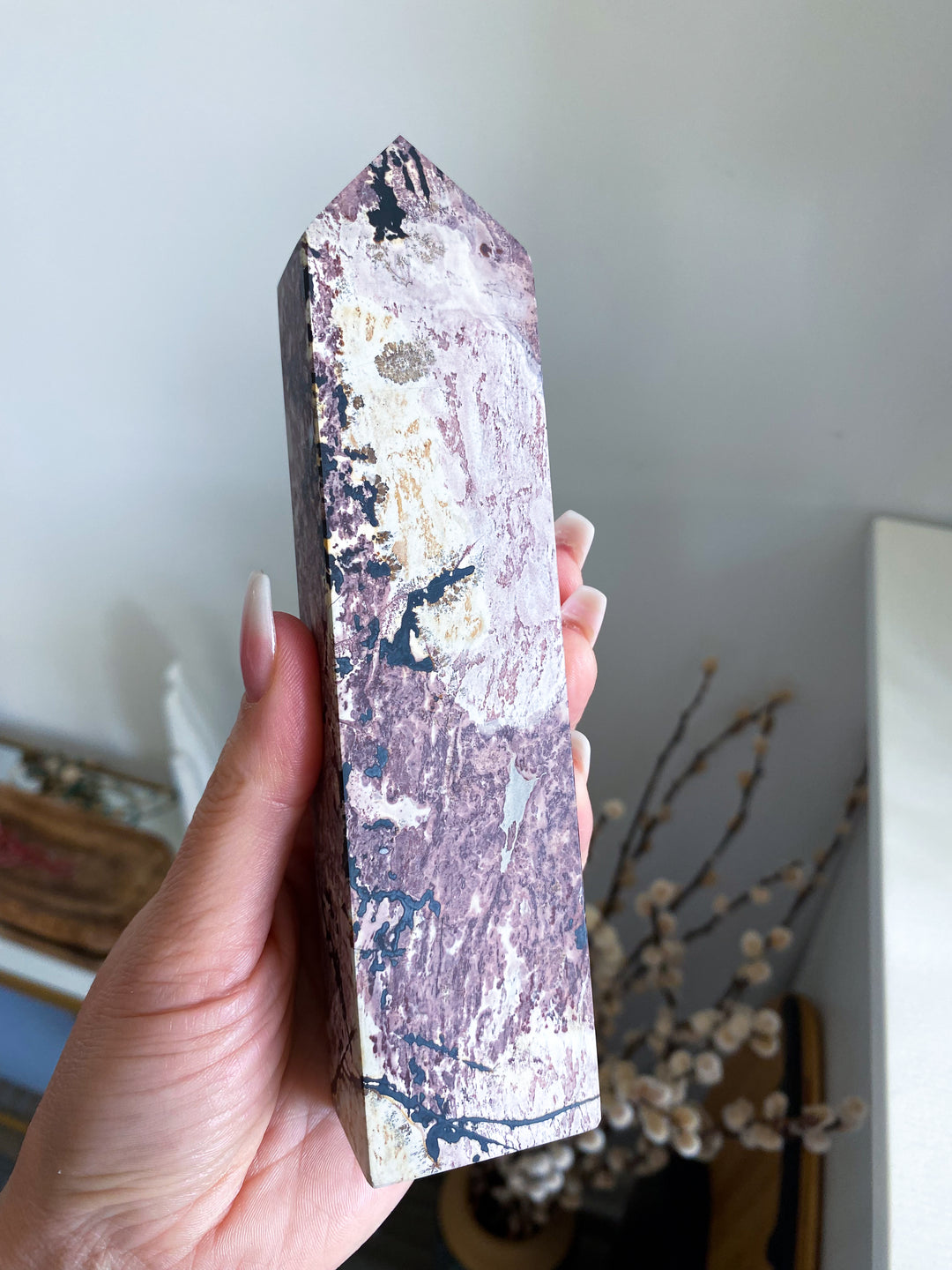 Stunning 6" Tall XL Picture Jasper Mauve Tower