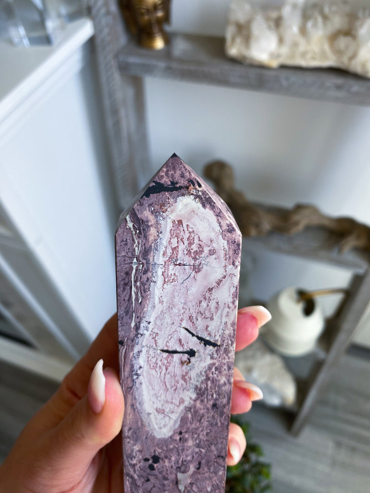 Stunning 6" Tall XL Picture Jasper Mauve Tower