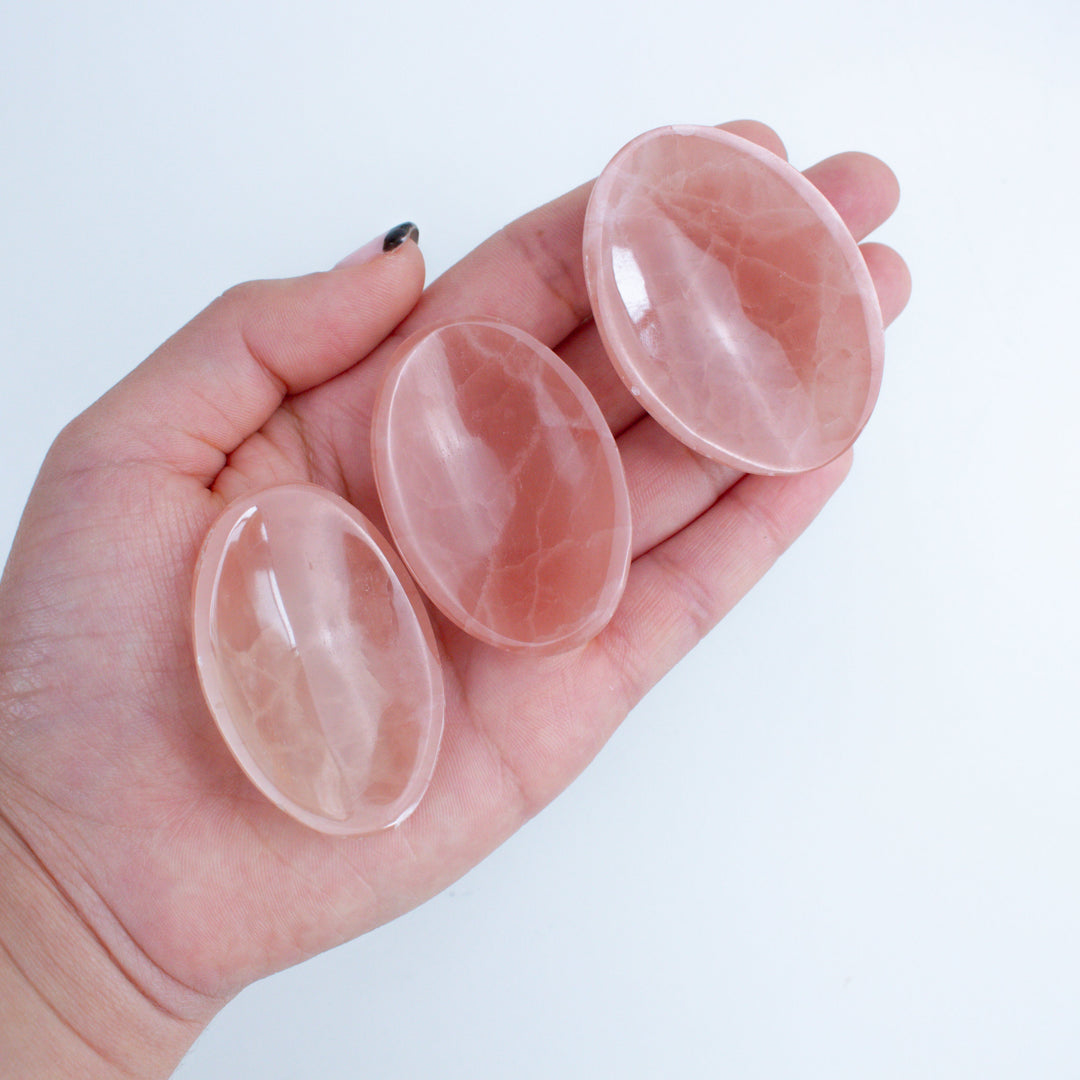 Large Rose Calcite Pink Worry Stone