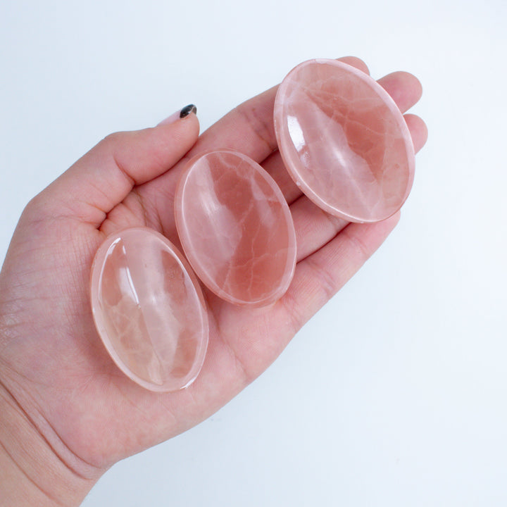 Large Rose Calcite Pink Worry Stone