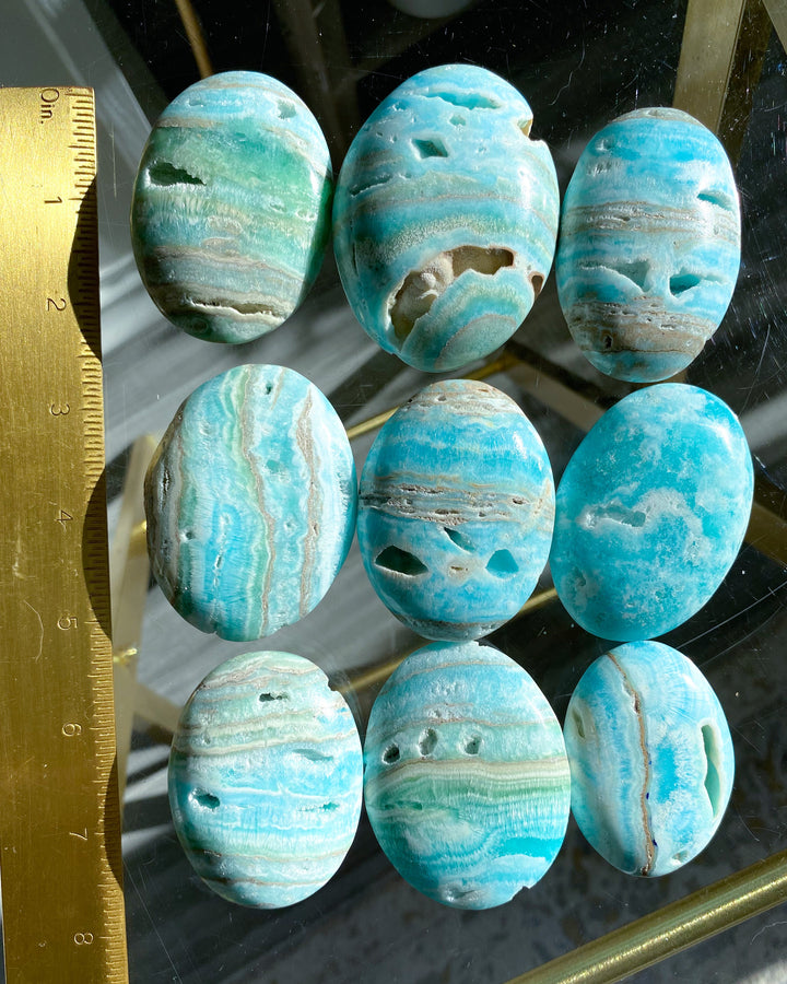 Blue Aragonite Palm Stone