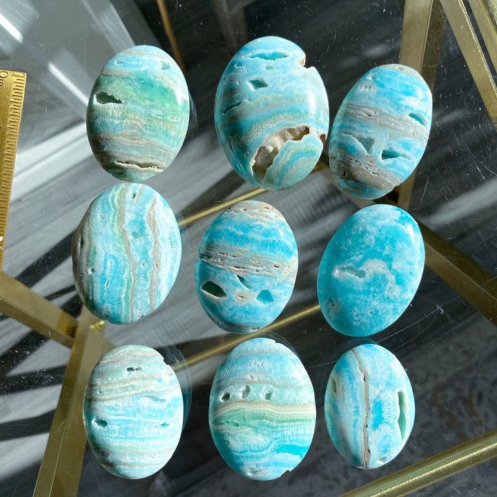 Blue Aragonite Palm Stone