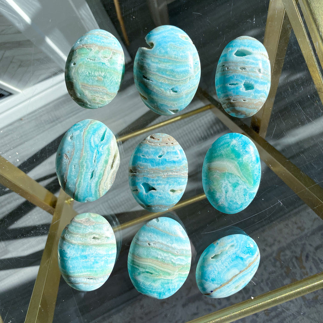Blue Aragonite Palm Stone
