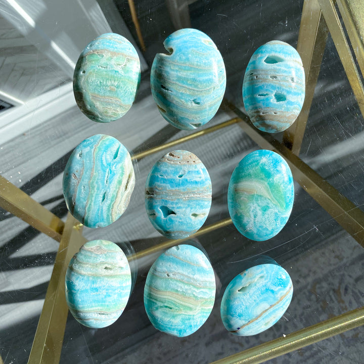 Blue Aragonite Palm Stone