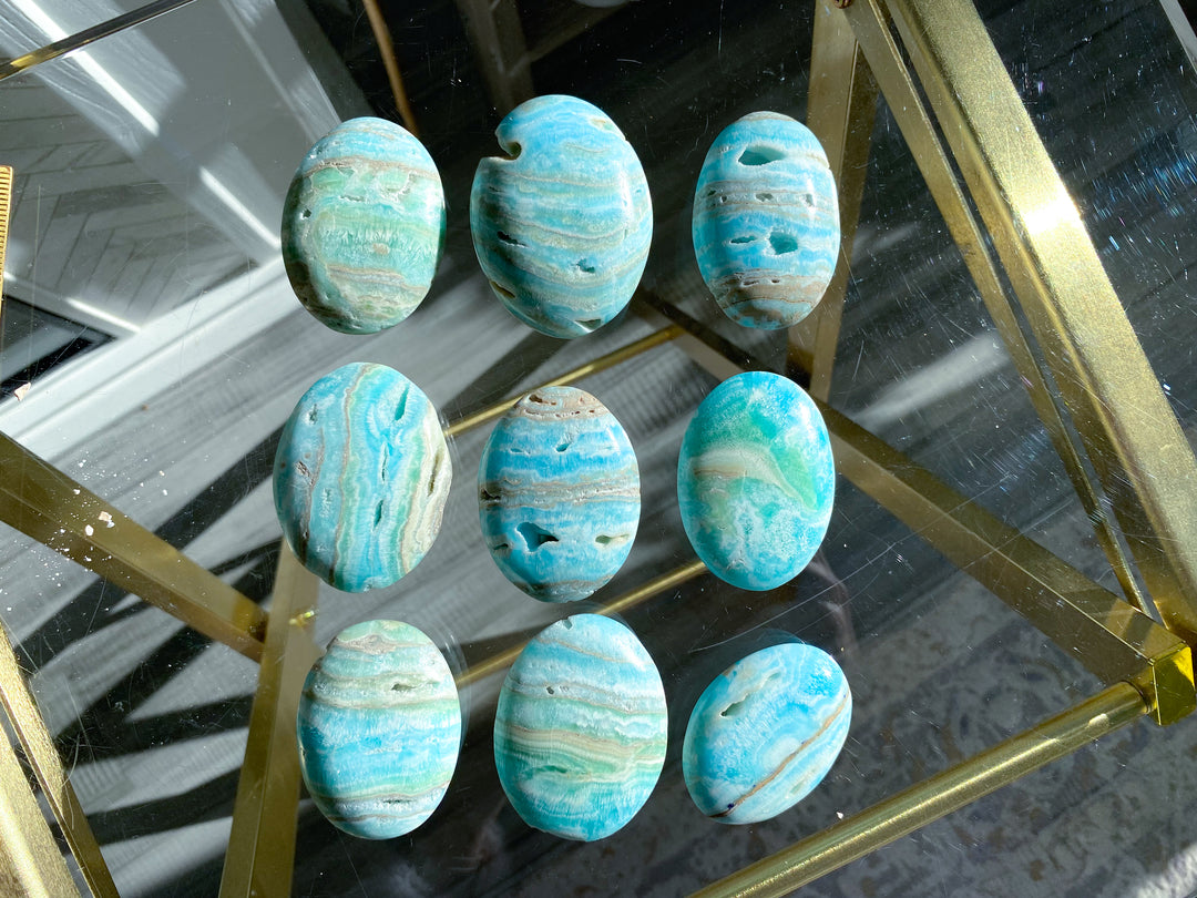Blue Aragonite Palm Stone