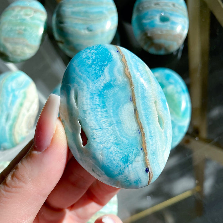 Blue Aragonite Palm Stone