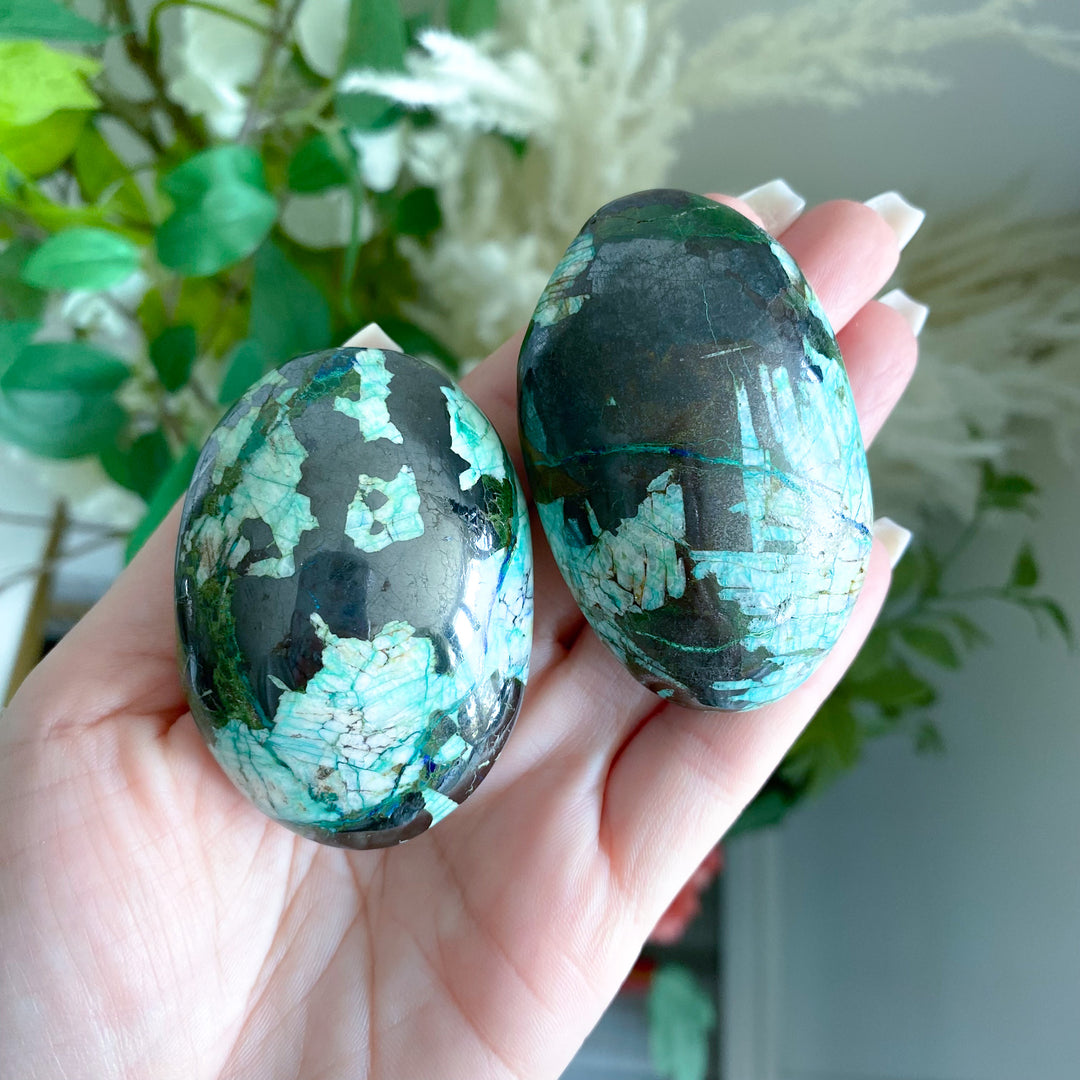 Azurite, Malachite, Hematite Palm