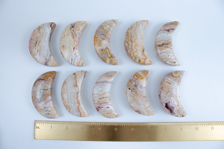 Crazy Lace Agate Moon Carving