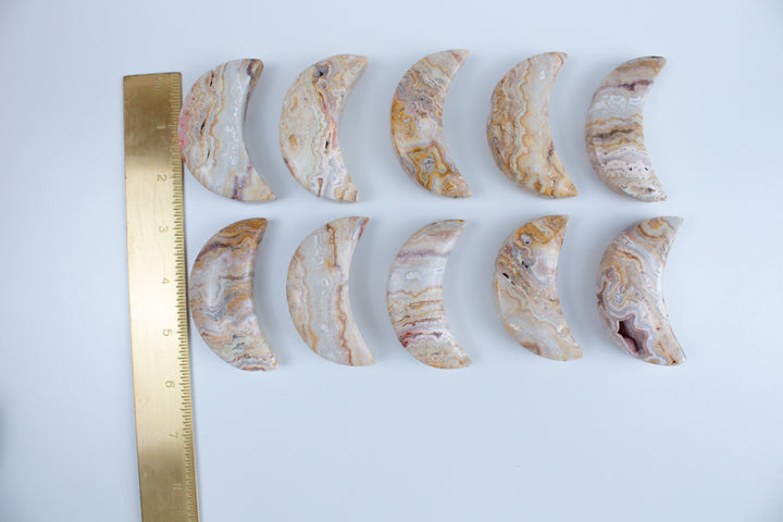 Crazy Lace Agate Moon Carving