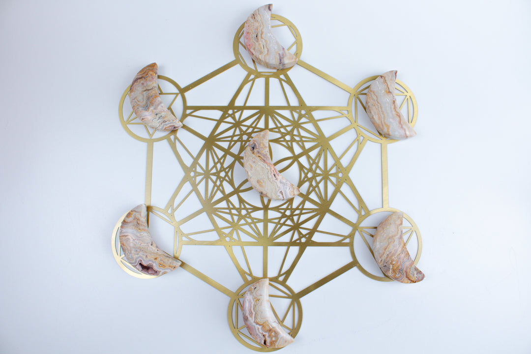 Crazy Lace Agate Moon Carving