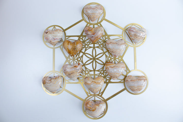 Crazy Lace Agate Puffy Heart Carving