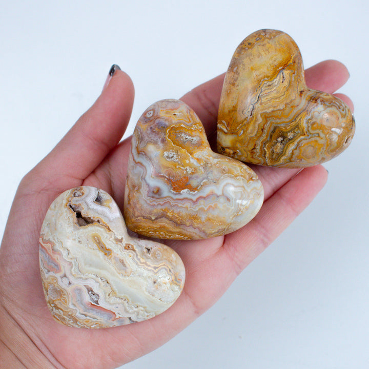 Crazy Lace Agate Puffy Heart Carving