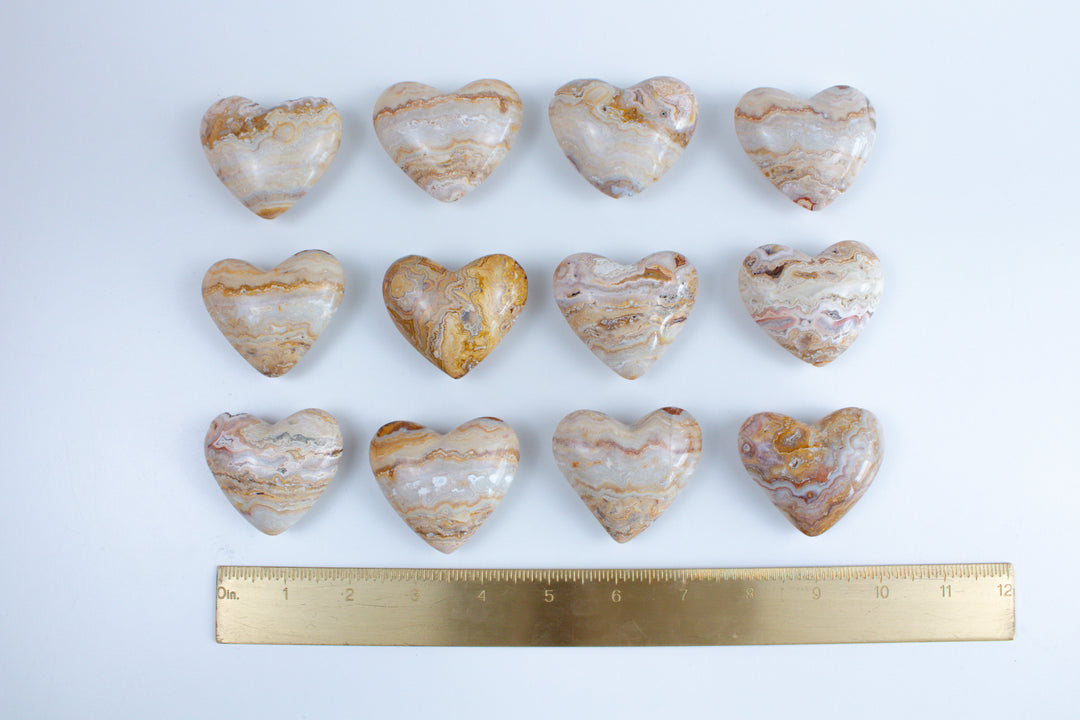 Crazy Lace Agate Puffy Heart Carving