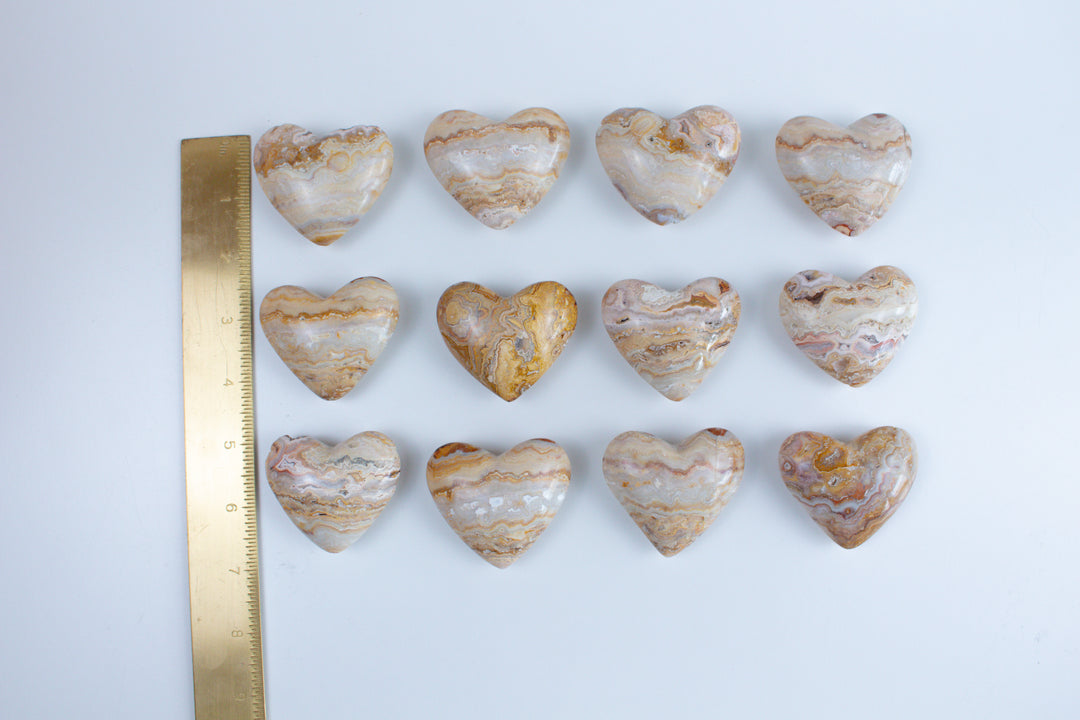 Crazy Lace Agate Puffy Heart Carving