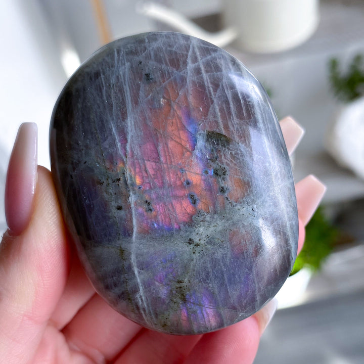 FLASHY Sunset Labradorite Palm Stone - Get Exact Stone