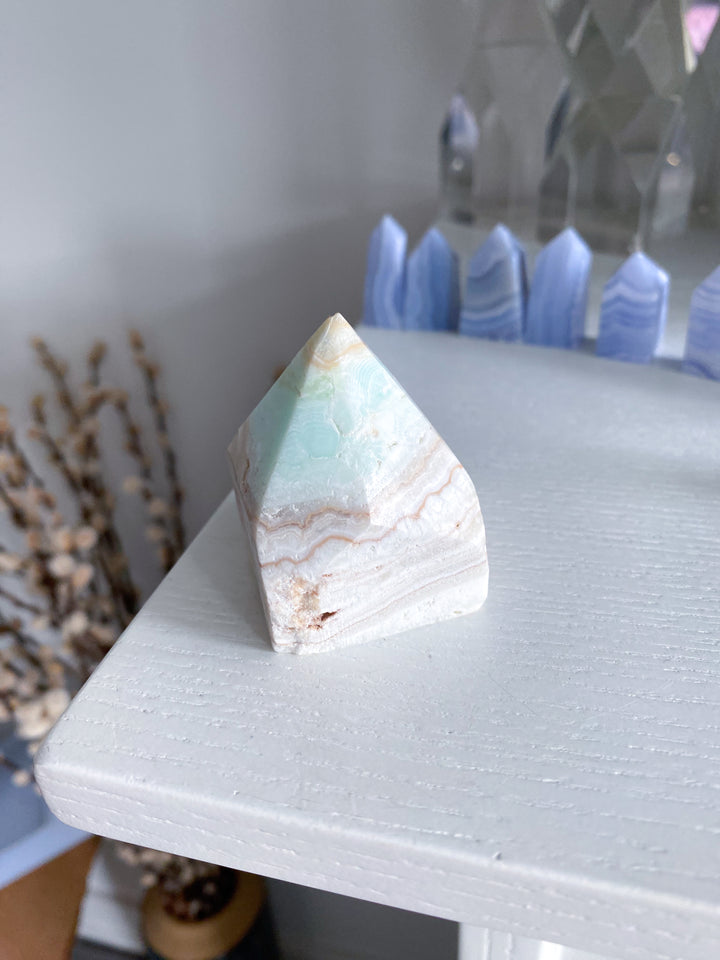 Small Caribbean Calcite Point Top Polish
