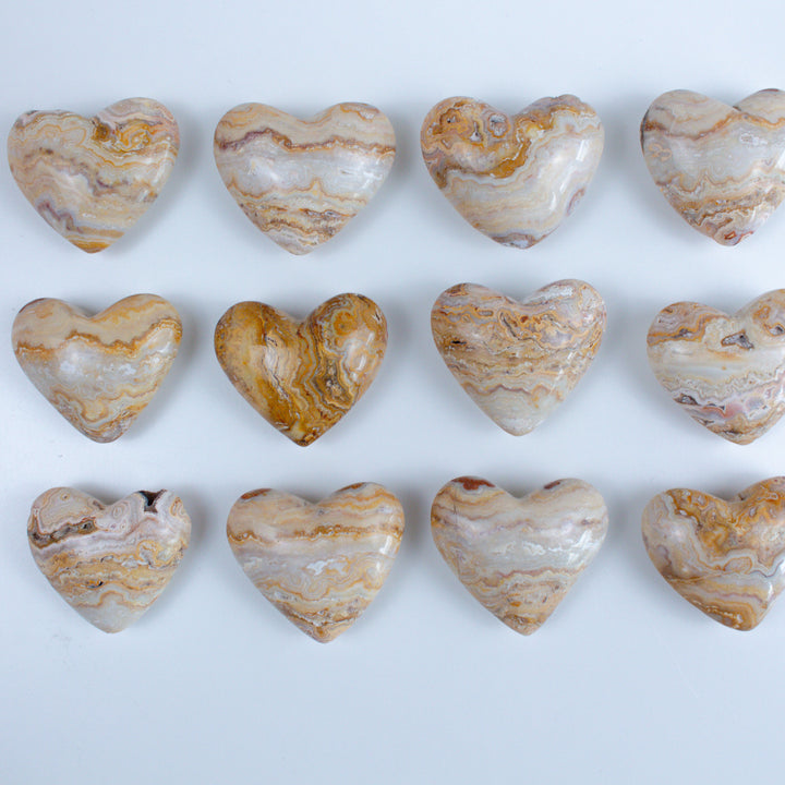 Crazy Lace Agate Puffy Heart Carving