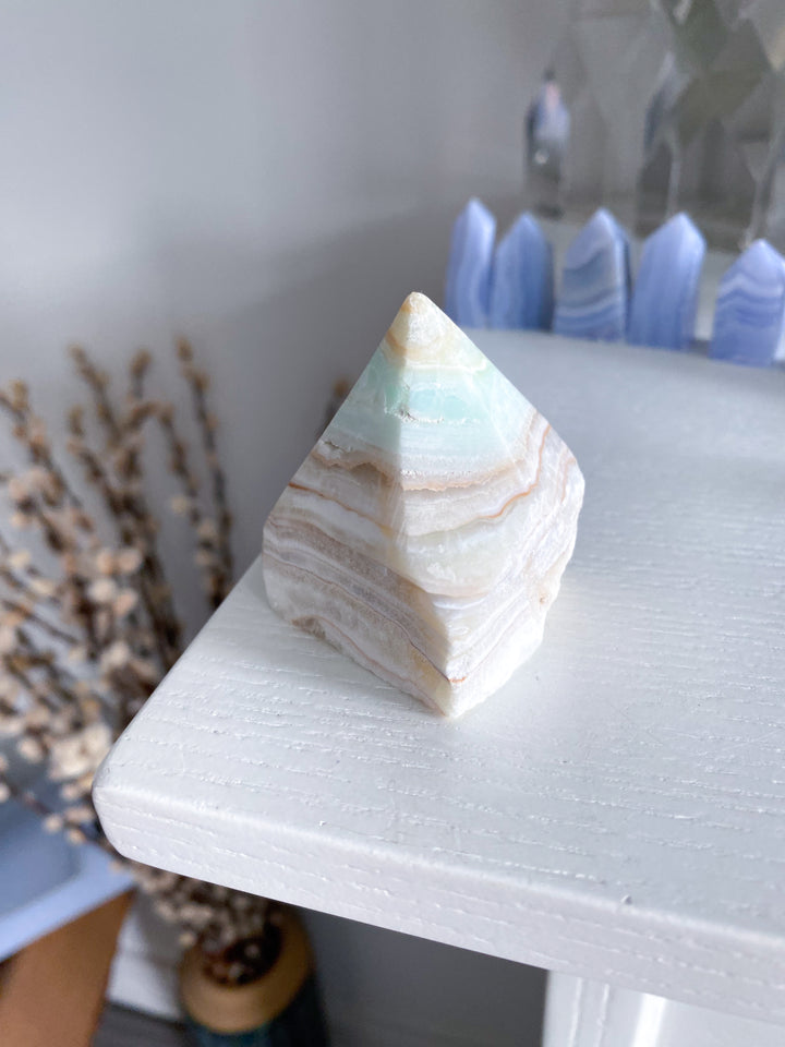 Small Caribbean Calcite Point Top Polish