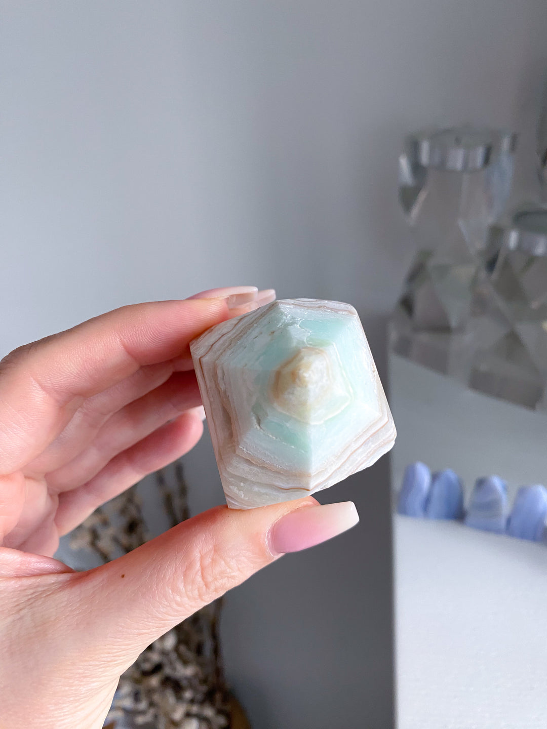 Small Caribbean Calcite Point Top Polish