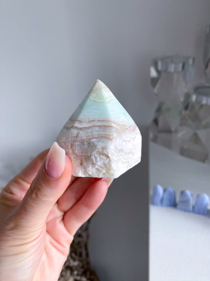 Small Caribbean Calcite Point Top Polish