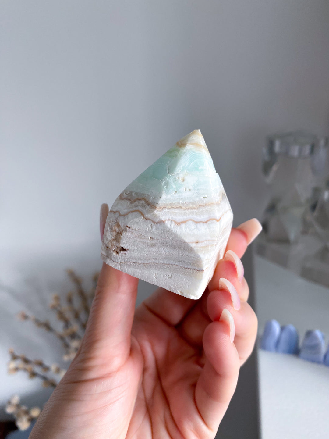 Small Caribbean Calcite Point Top Polish