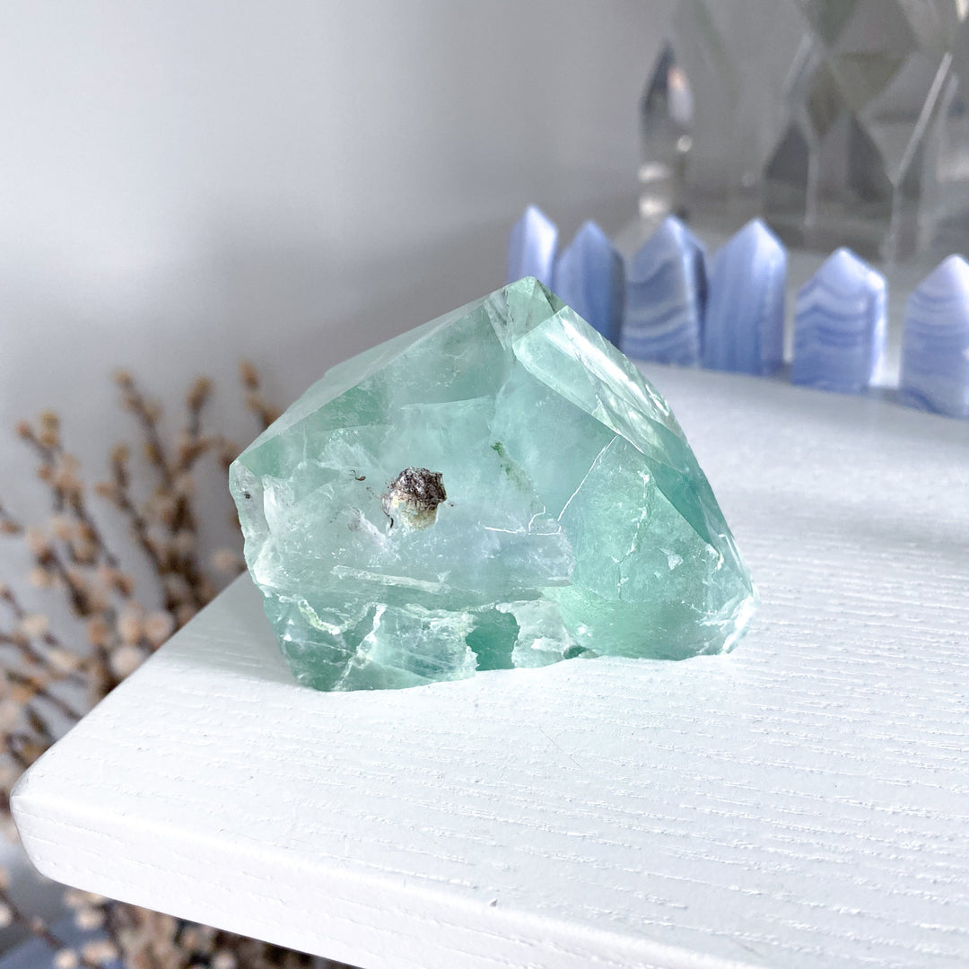 Green Fluorite Point w/ Inclusions #13