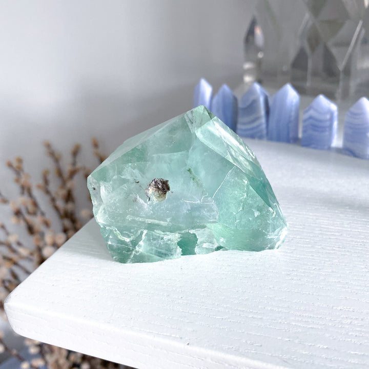 Green Fluorite Point w/ Inclusions #13