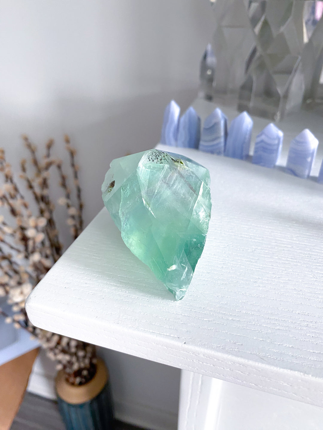 Green Fluorite Point w/ Inclusions #13