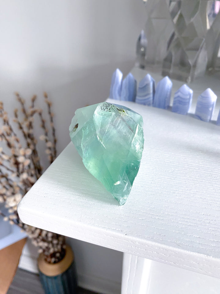 Green Fluorite Point w/ Inclusions #13