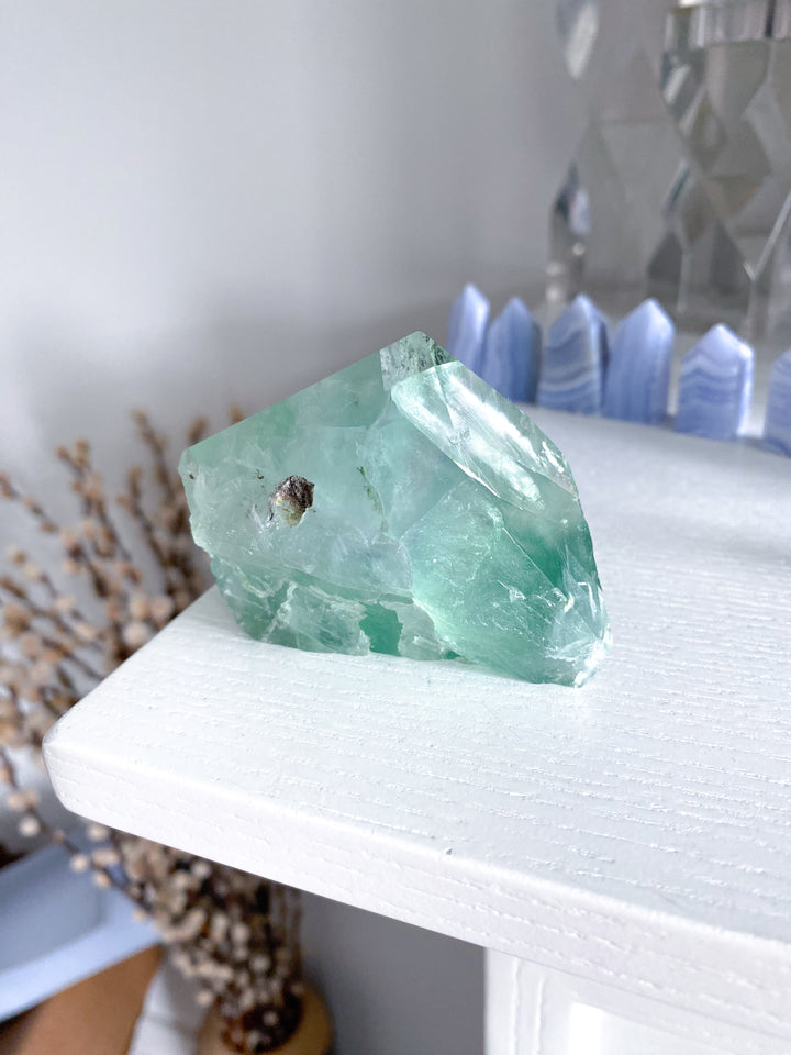 Green Fluorite Point w/ Inclusions #13