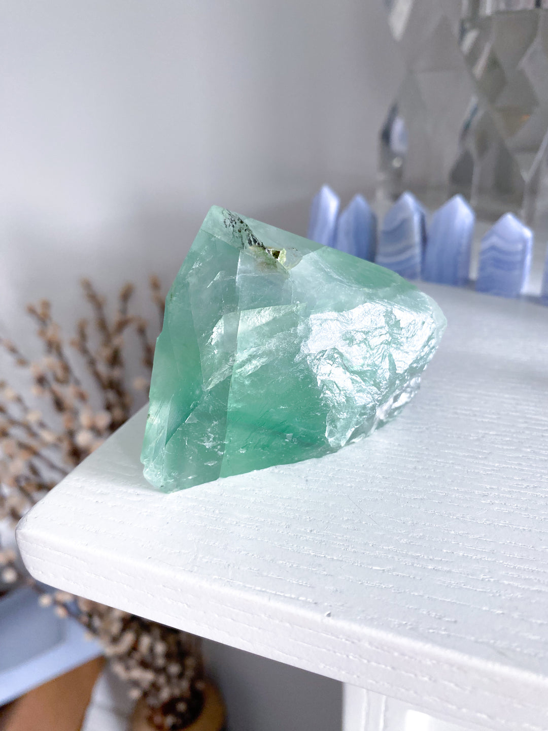 Green Fluorite Point w/ Inclusions #13