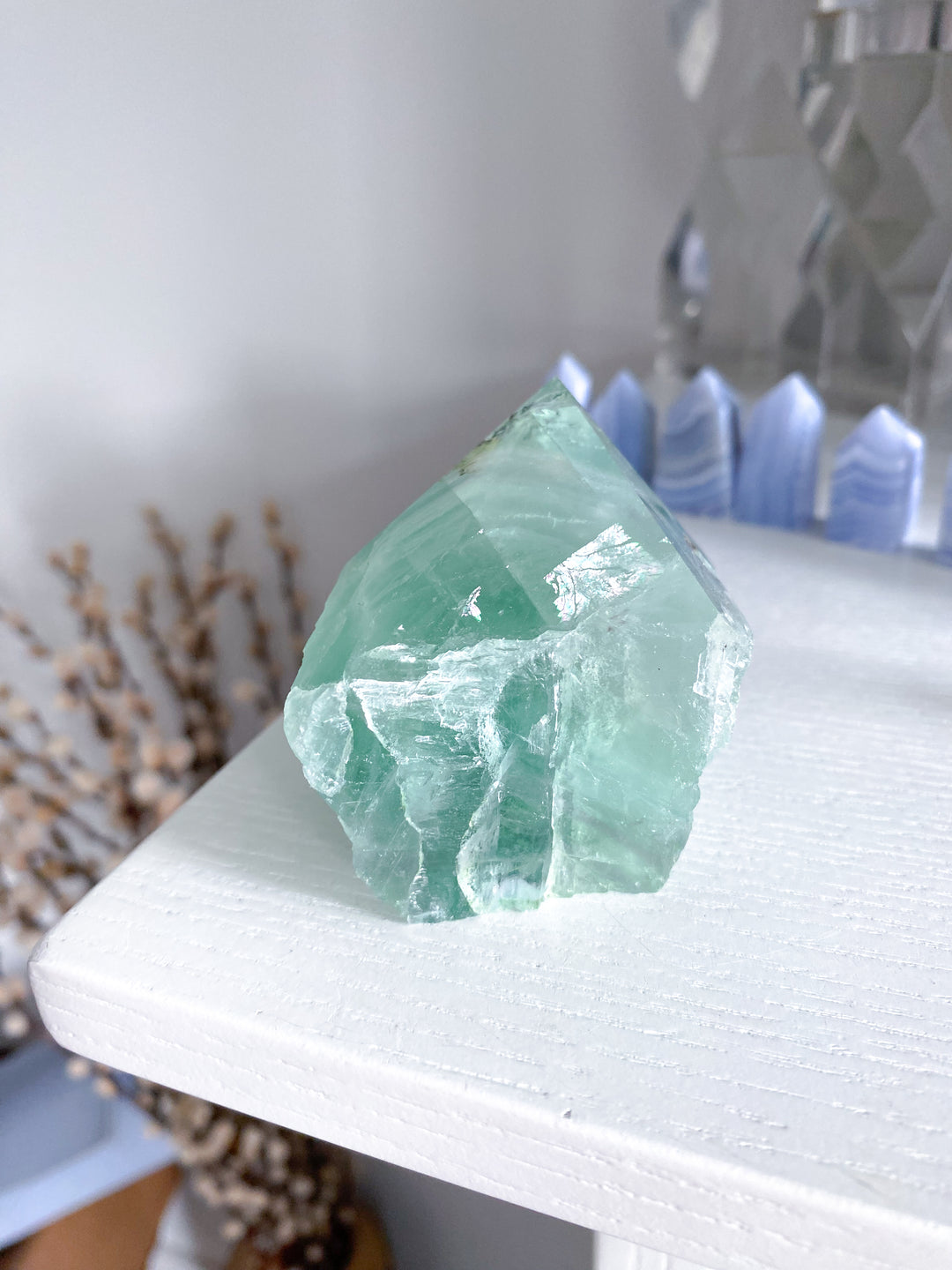 Green Fluorite Point w/ Inclusions #13