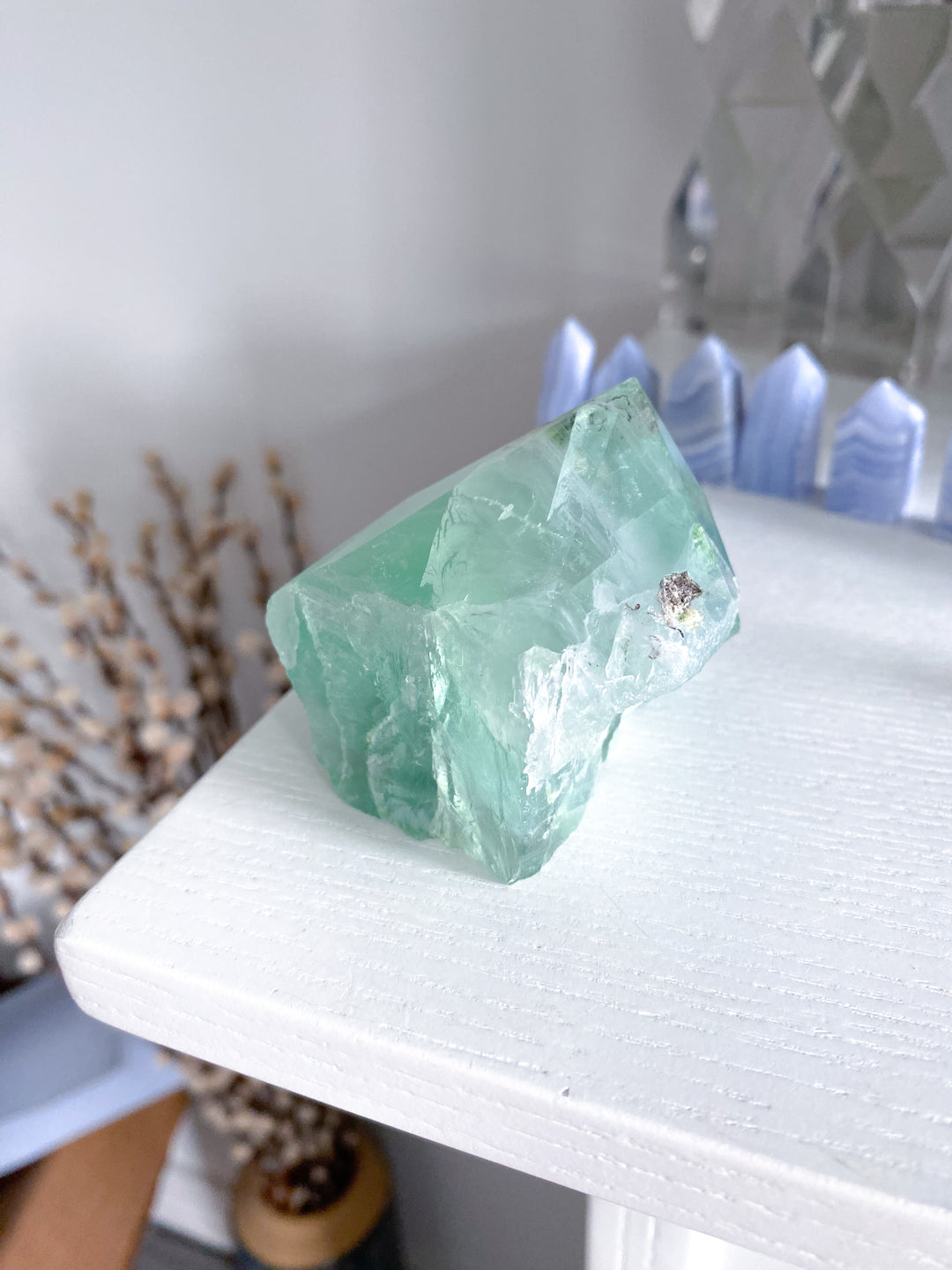 Green Fluorite Point w/ Inclusions #13