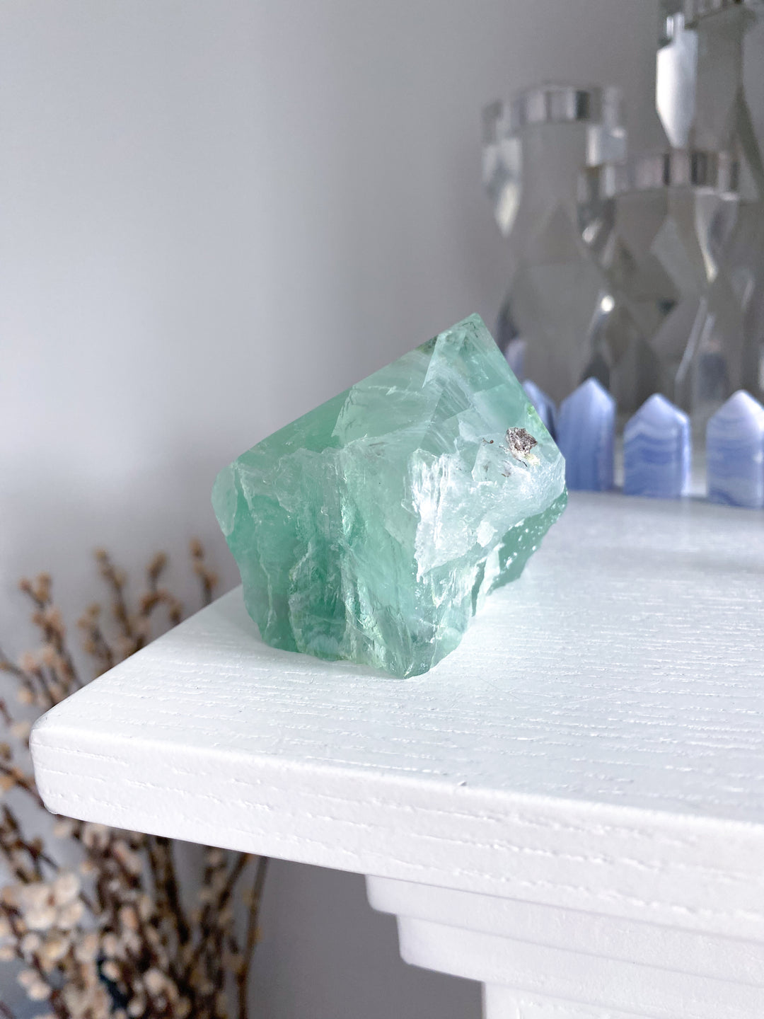 Green Fluorite Point w/ Inclusions #13