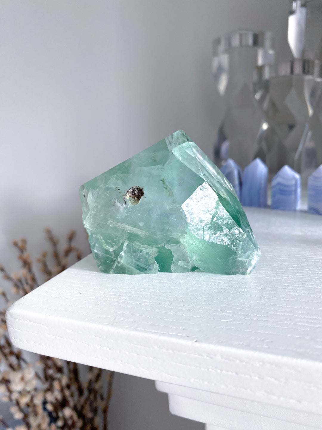 Green Fluorite Point w/ Inclusions #13
