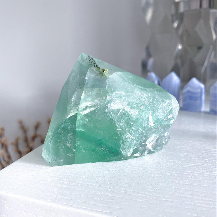 Green Fluorite Point w/ Inclusions #13