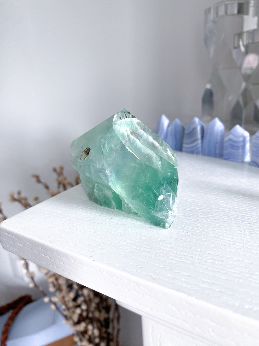 Green Fluorite Point w/ Inclusions #13