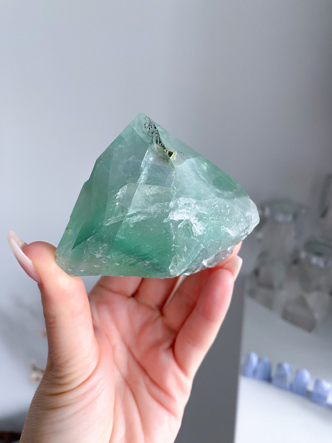 Green Fluorite Point w/ Inclusions #13
