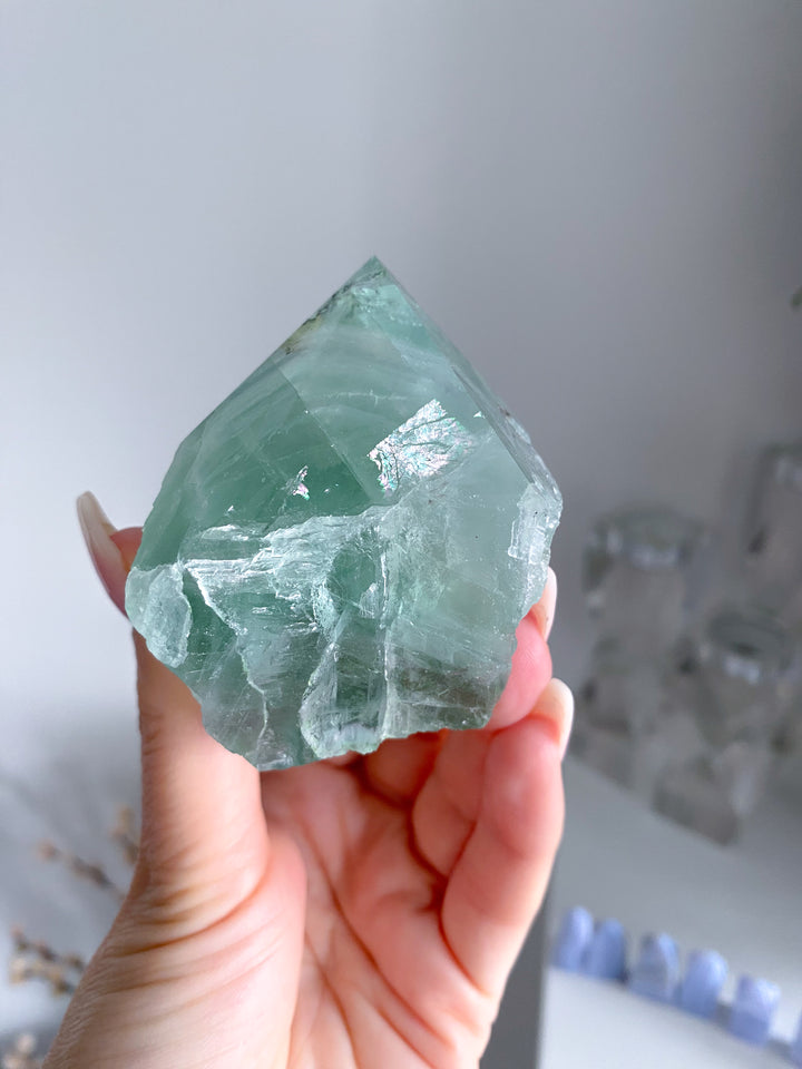 Green Fluorite Point w/ Inclusions #13