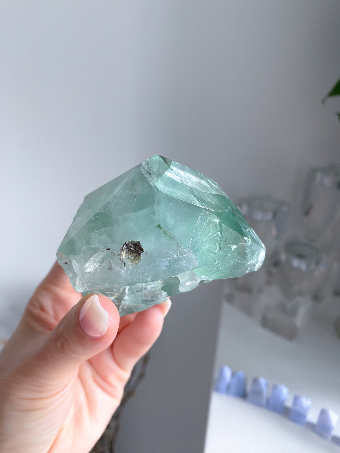 Green Fluorite Point w/ Inclusions #13