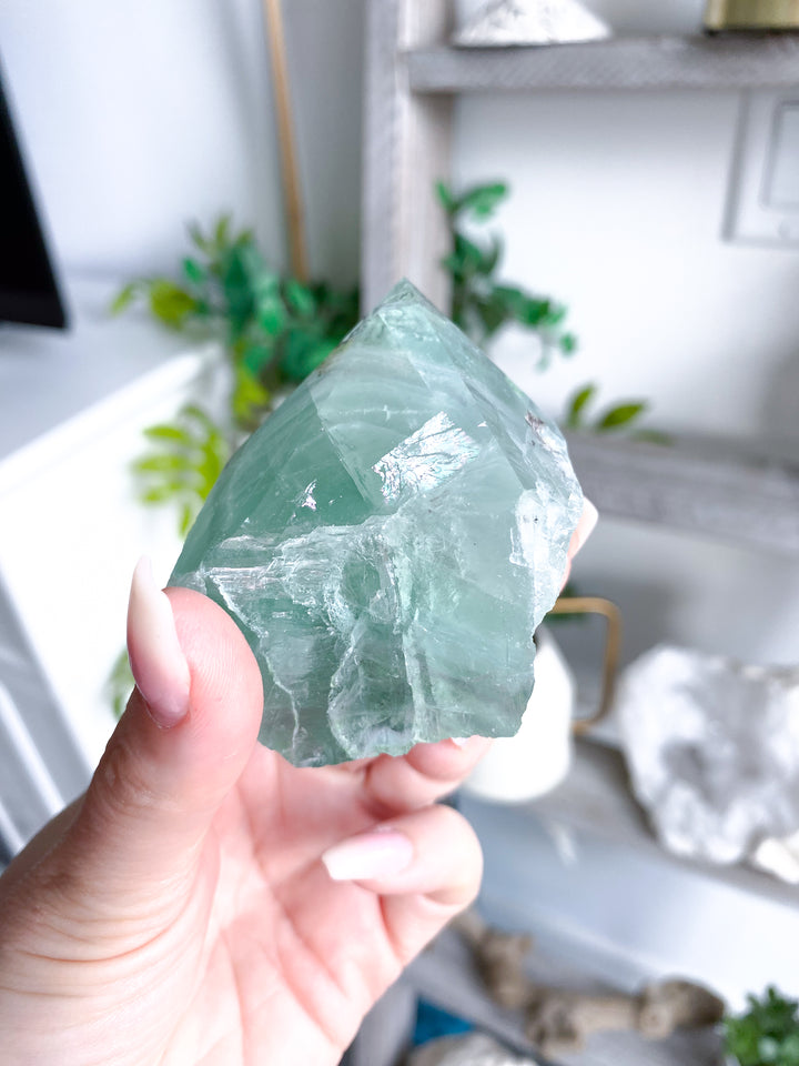 Green Fluorite Point w/ Inclusions #13