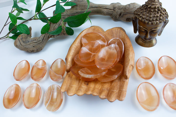 Large Honey Calcite Worry Stone