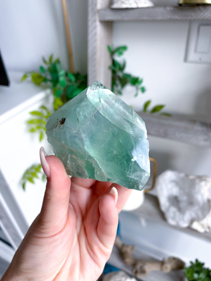 Green Fluorite Point w/ Inclusions #13