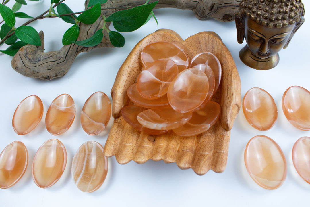 Large Honey Calcite Worry Stone