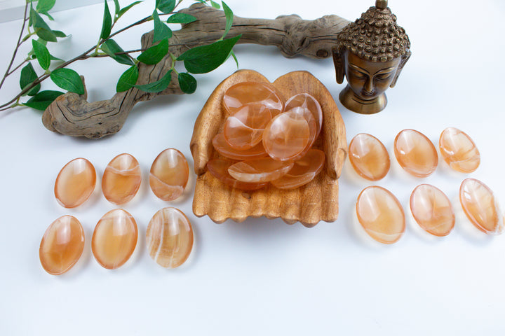 Large Honey Calcite Worry Stone