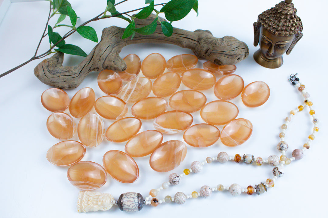 Large Honey Calcite Worry Stone