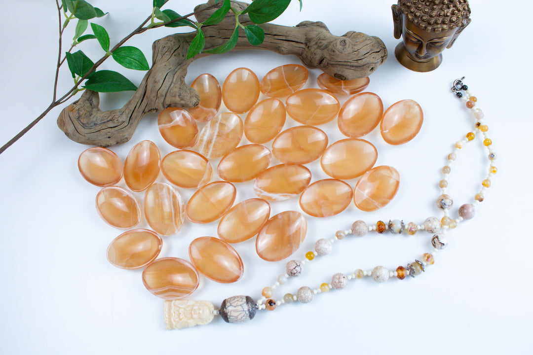 Large Honey Calcite Worry Stone