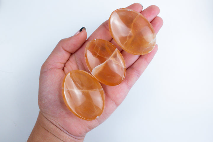 Large Honey Calcite Worry Stone
