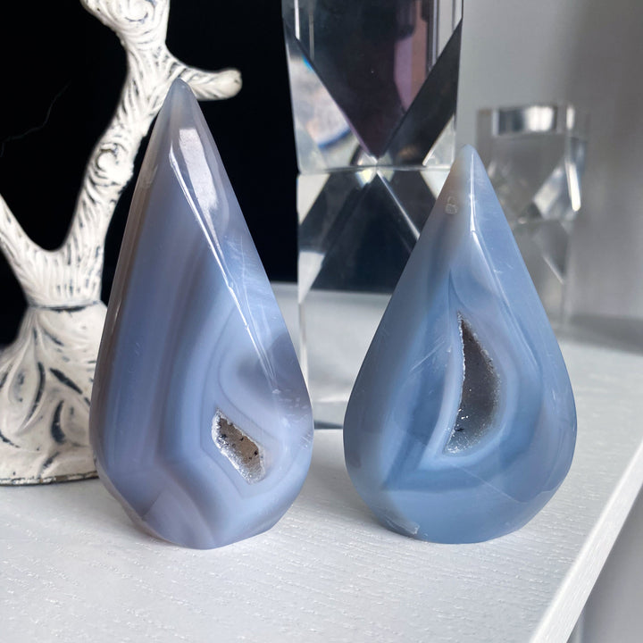 Drusy Gray Agate Flame - Imperfect