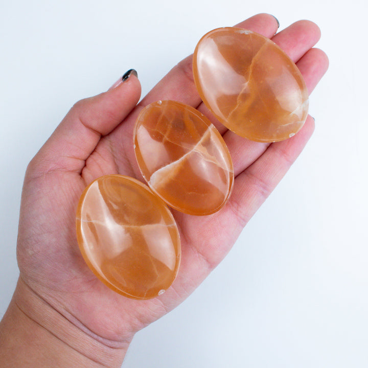 Large Honey Calcite Worry Stone